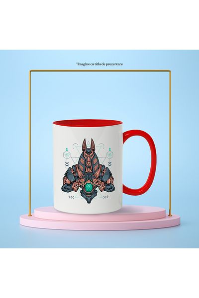 StoryGift Romania Anubis Mug, Mecha, Sci Fi, Geometric, Mythology, Multicolor 330 ml, Ceramic, With ,STG