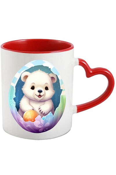 StoryGift Romania Mug with a polar bear coming out of a broken egg | illustration | cheerful | happiness, With ,STG