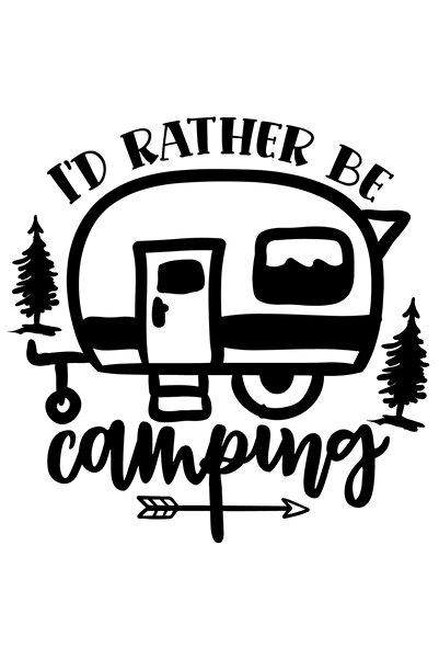 StoryGift Romania Sticker Exterior Pentru Cei Care Prefera Sa Se Duca La Campat - Copaci Rulota , Vinyl Negr