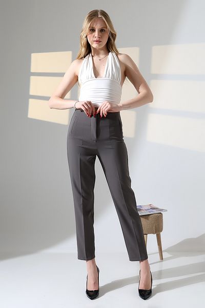 ZEYCEN Women's High Waist Lycra Double Fabric Fileto Pocket Pants