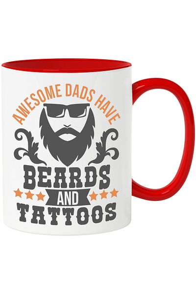StoryGift Romania Mug with Text in English Awesome Dads Have Beards and Tattoos, Awesome Dads Have Beards and Tattoos, With,STG