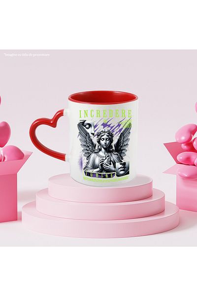 StoryGift Romania Angel Mug with Heart - Trust, Love, Karma, Courage, 330ml, Ceramic with Handle, With,STG
