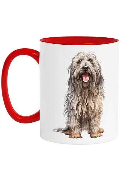 StoryGift Romania Mug with a very furry dog ​​| illustration | tongue out | playful | good | , With ,STG