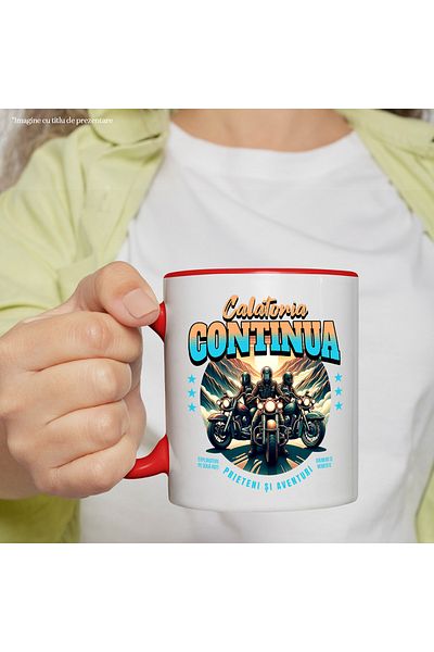 StoryGift Romania Mug The Journey Continues on a Motorcycle - Friends and Adventures, 330ml, Ceramic with, With, STG