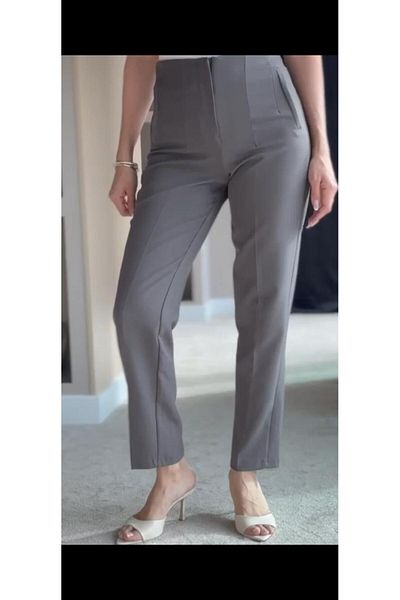 BELLİZZİ Women's Flannel Pocket Double Fabric Palazzo Trousers