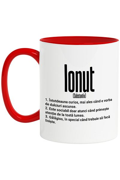 StoryGift Romania Mug With Name Ionut, With Funny Message, Curious, Sociable, Noisy, 330ml, Ceram, With,STG