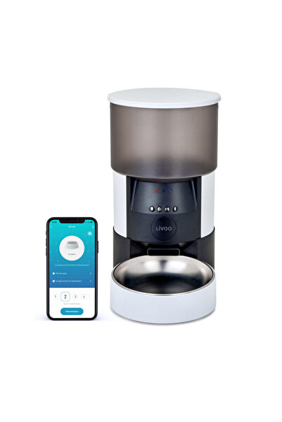 Delta Automatic food dispenser for dogs and cats Livoo PET 100, stainless steel bowl, 3L