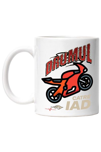 StoryGift Romania Cana cu Motocicleta rosie Motor Curse Pasiune Viteza Text Drumul Catre Iad, Cera, Cu ,STG