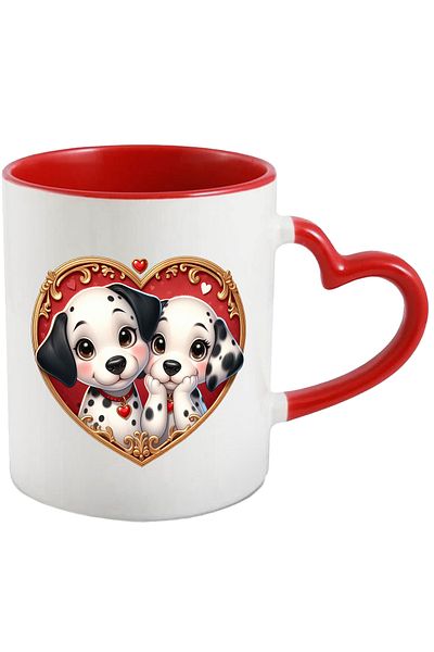 StoryGift Romania Mug with a puppy and a dog | illustration | Dalmatians | friendship | frame in , With ,STG .
