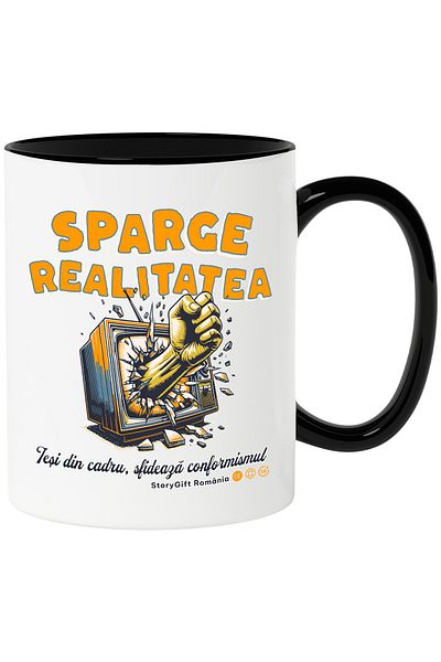 StoryGift Romania Mug Reality TV Hit by a Punch, Digital, 330ml, Ceramic with Handles, With, STG.