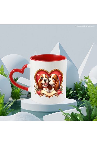 StoryGift Romania Mug with a puppy and a puppy | illustration | heart-shaped frame | understand, With ,STG.