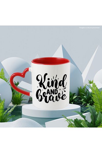 StoryGift Romania Mug with the text in English "Kind and brave" - ​​good and brave help with Mane, Cu,STG.