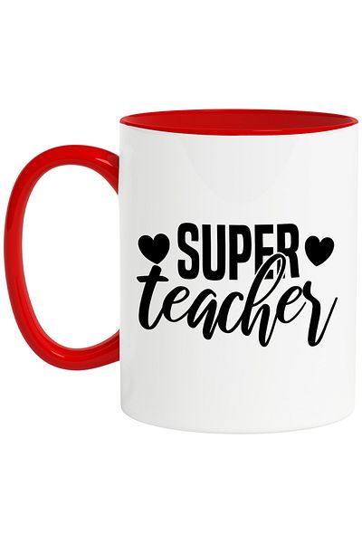 StoryGift Romania Mug for a teacher loved by students with the message "Super teacher" - hearts, With, STG