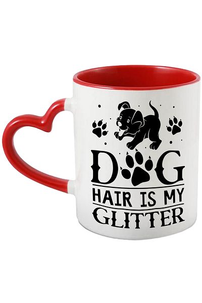 StoryGift Romania Mug with a puppy, paws and the message "Dog hair is my glitter" - dog hair is my glitter.