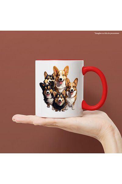 StoryGift Romania Mug with many Corgi puppies, playful, happy, illustration, for lovers, With ,STG