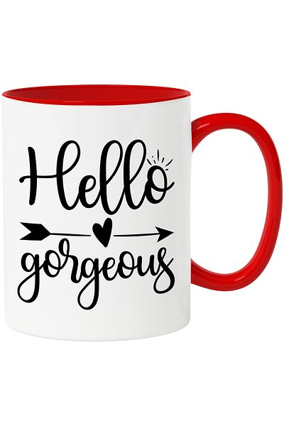 StoryGift Romania Mug with heart and text "Hello, gorgeous" - hello, gorgeous, beautiful, sweetheart, with, STG