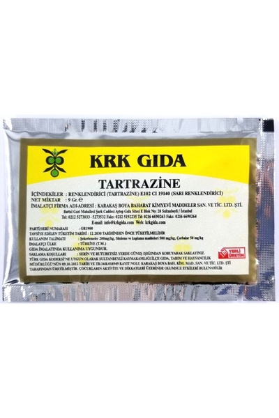 Krk Gıda Renklendirici SARI (TARTARAZİN) ( E 102) (9 GR*12 ADET) (SARI GIDA B...