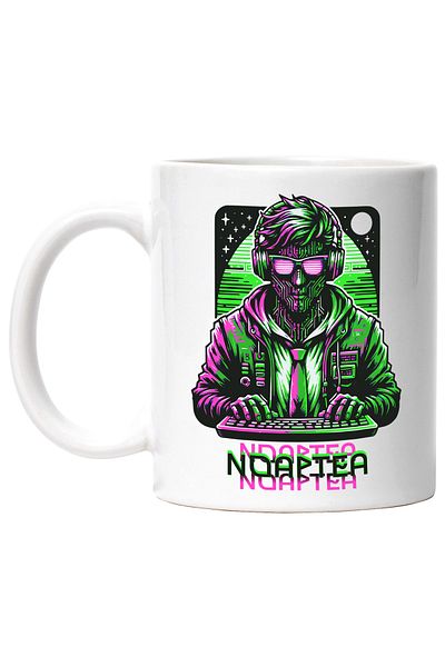 StoryGift Romania Cana Noaptea. in lumina ecranelor, cream vise programator, 330ml, Ceramic cu Man, Cu ,STG