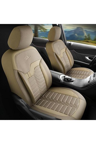 Panda Set Huse Scaune Auto Panda Londra, cu fermoare pentru bancheta rabatabila, bej, 11 piese