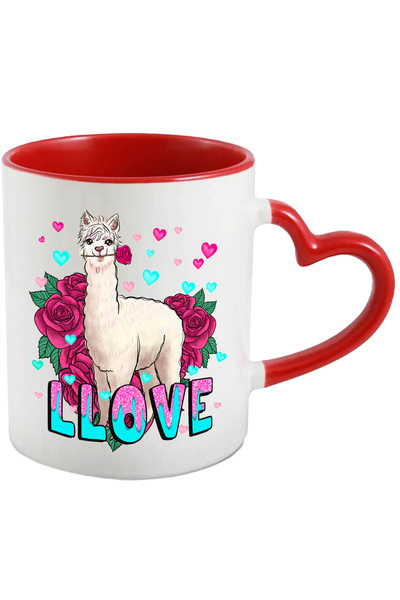 StoryGift Romania Cana cu lama cu mesajul "Llove", trandafiri, inimioare colo...