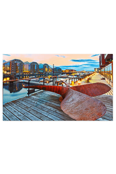 StoryGift Romania Tablou Canvas Apus In Trondheim, Norvegia, Trondheim, Faleza, Casa, Apus, Norvegia, Arhitectura