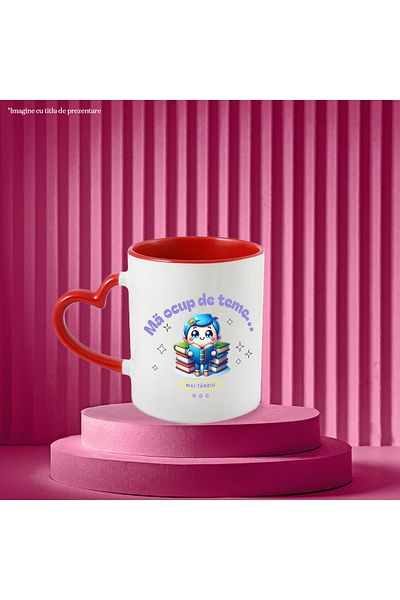 StoryGift Romania I'll Do My Homework Later Mug School Child, 330ml, Ceramic With Heart Handle Ro, With ,stg