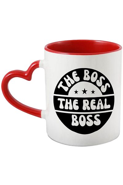 StoryGift Romania Mug with stars and the text "The boss, the real boss" - the real boss with Handle In, With, STG