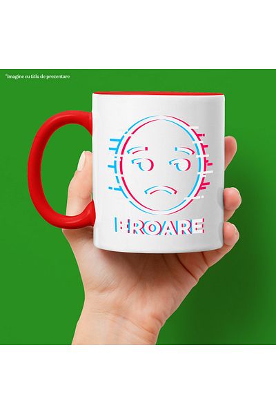 StoryGift Romania Sad mug makes computer video game Error, glitch face, 330ml, Ceramic with Handle, With,STG