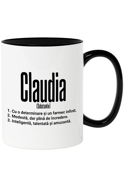 StoryGift Romania Mug With Name Claudia, and Motivational Message, Determination, Modest, Intelligence, With, STG