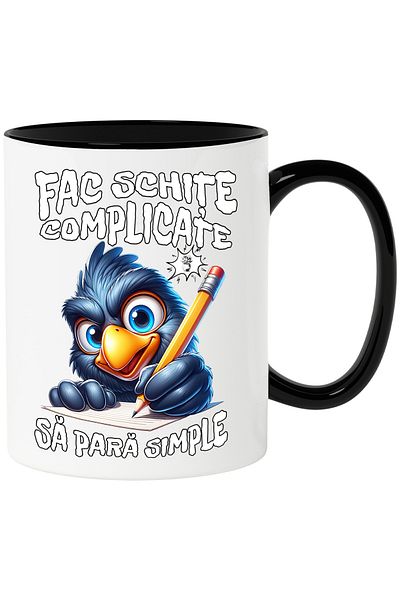 StoryGift Romania Cana Fac Schite Complicate Sa Para Simple Pasare Arhitect Inginer, 330ml, Cerami, Cu ,stg
