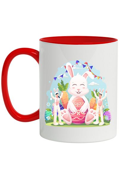 StoryGift Romania Mug With Rabbit, Costume, Pasta, Carrots, Eggs, Multicolor 330 ml, Ceramic with Handles, With ,STG