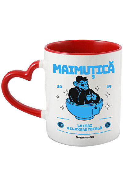 StoryGift Romania Cana Maimutica de Ceai relaxare totala, 330ml, Ceramica cu ...