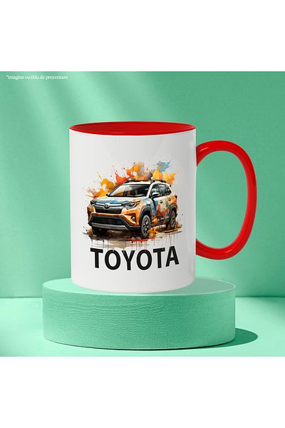 StoryGift Romania Mug With Message Toyota, Car, Watercolor, Splash, Multicolor 330 ml, Ceramic with, With, STG