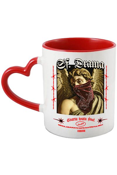 StoryGift Romania Mug Angel Woman With Bandana Text Holy Drama Funny Quarrel, 330ml, Ceramic with Handles, With ,STG
