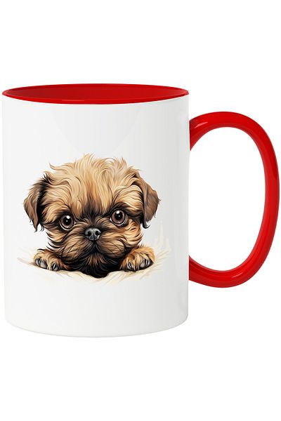 StoryGift Romania Mug with a furry puppy | illustration | brown | surprised | for c lovers, With ,STG
