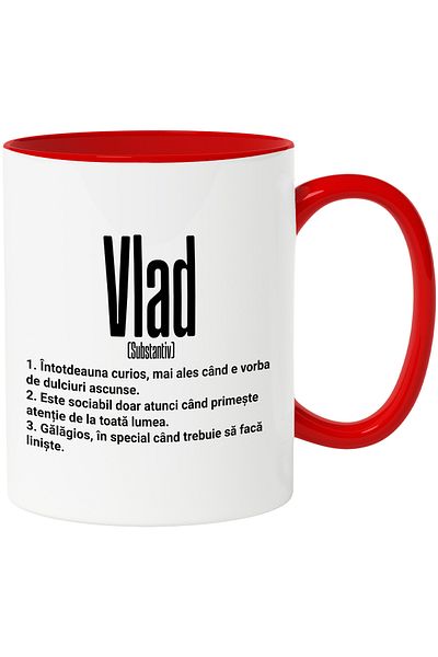 StoryGift Romania Mug With The Name Vlad, With Funny Message, Curious, Sociable, Noisy, 330ml, Ceramics, With ,STG
