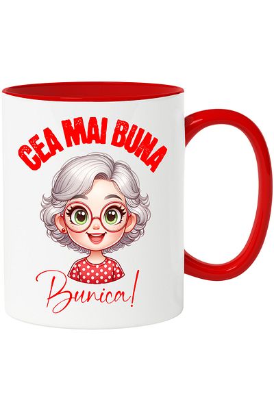 StoryGift Romania Mug Woman With Glasses Dish Text Best Grandma Family, 330ml, Ceramic, With,STG