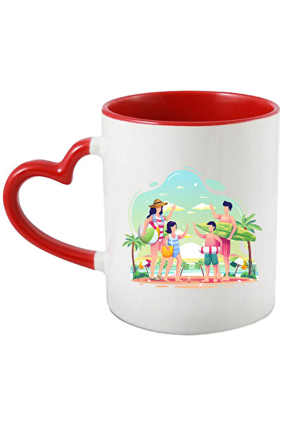 StoryGift Romania Cana Cu Apus, Plaja, Mare, Familie, Surf, Multicolor 330 ml, Ceramica cu Maner I, Cu ,STG