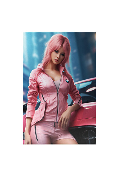 StoryGift Romania Tablou Canvas 90 x 60CM Descoperă Lumea Modei Vopseluri și Haine Roz Feminism,STG