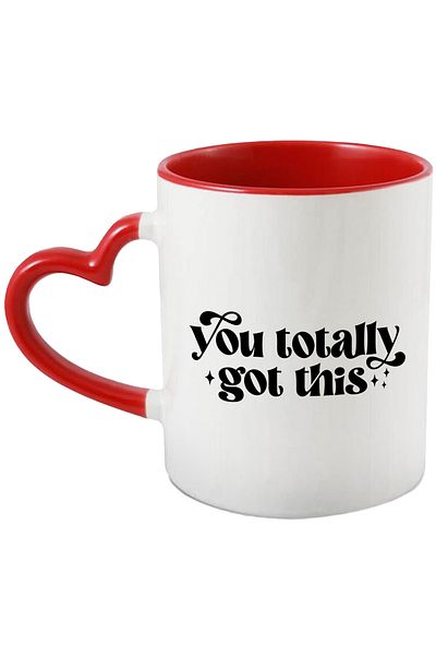 StoryGift Romania Mug with a message that says you will be 100% fine with Red Heart Handle, With Handle, STG.