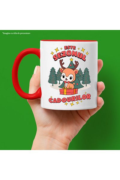 StoryGift Romania It's the season of gifts mug deer in the forest Christmas, 330ml, Ceramic with Handle, With,STG