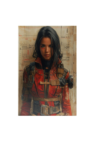 StoryGift Romania Tablou Canvas: Eroină În Costum Roșu De Piele Pregătită Pen...