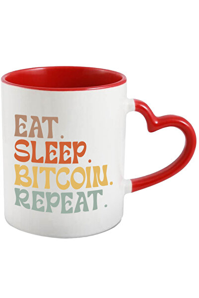 StoryGift Romania Cana cu textul "Eat. Sleep. Bitcoin. Repeat." - mananca dor...