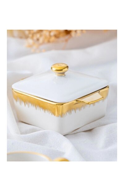 ACAR PORJ5207 Porselen Kare Kapaklı Kase 11 Cm