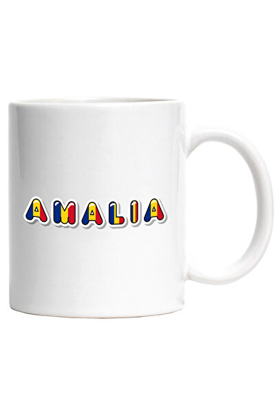 StoryGift Romania Cana Cu Numele Amalia, Romania, Suporter, Steagul Romaniei, Patriot, 330ml, Cera, Cu ,STG