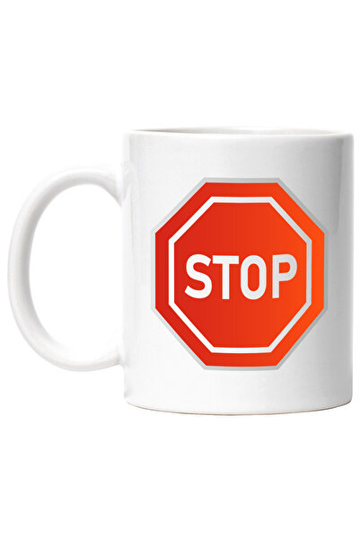 StoryGift Romania Cana Cu Stop, Semn, Circulatie, Oprire, Multicolor 330 ml, Ceramica cu Maner Alb, Cu ,STG