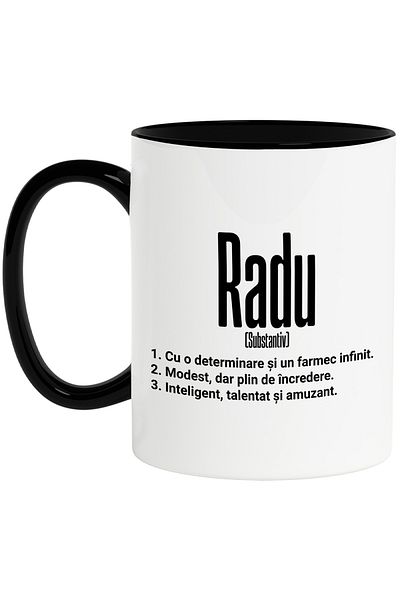 StoryGift Romania Mug With Name Radu, Determination, Modest, Intelligent, Funny, Personalized, Cad, With, STG