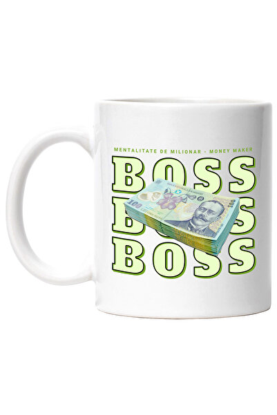 StoryGift Romania Cana _boss_ - 100 Lei Romanesti, 330ml, Ceramic Cu Maner Al...