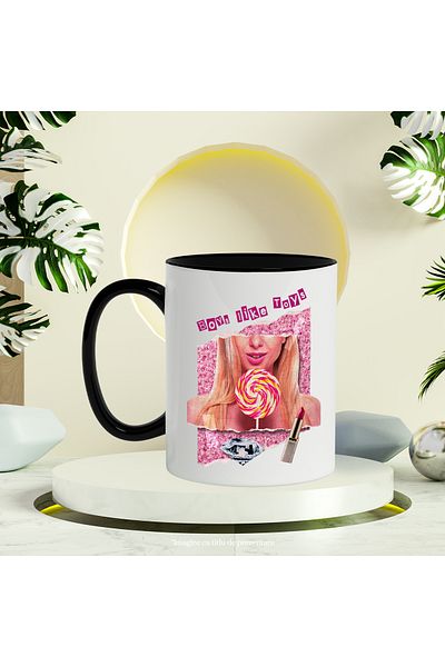 StoryGift Romania Mug With Message In English Boys Like Toys, Lollipop, Diamond, Lipstick, Multicolor 330 ml, With ,STG