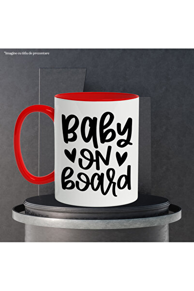 StoryGift Romania Mug with hearts and the text "Baby on board" - baby on board family affection, With,STG
